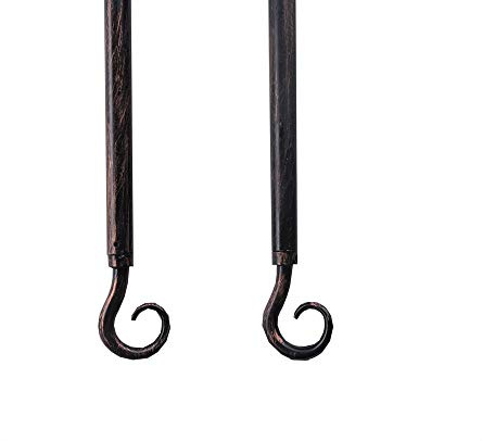 M&O Bacchette ESTENSIBILI per Tende (Coppia) Variante Nero Bronzo con Ricciolo per Tendine di Misura da CM 40 A CM 70