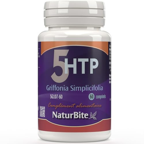 Griffonia Simplicifolia (5-Htp) Naturbite 60 Comprimés. Favorise la relaxation et réduit le stress, ce qui améliore l'humeur. Améliore le sommeil naturel et le repos réparateur