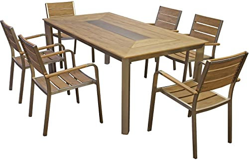 Garden Pleasure Tischgruppe Florence 7-teilig, 1 x Tisch 6 x Stapelstuhl