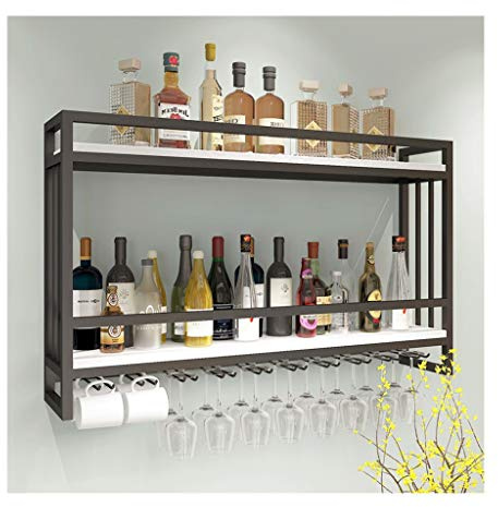 YJPDPHJJ Portabottiglie da Parete, supporto di vetro di vino，Portabottiglie a Parete Scaffale Portabottiglie Soffitto può contenere bottiglie di champagne e vino