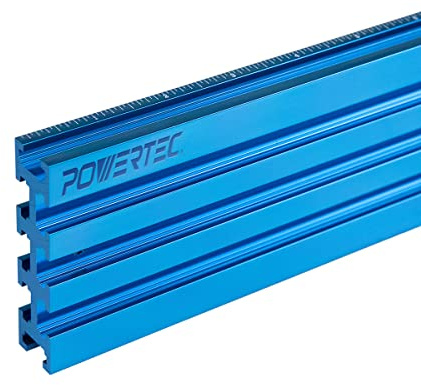 POWERTEC 71489 Valla en T de aluminio con medición láser de izquierda a derecha, 3 pulgadas de alto x 24 pulgadas de largo
