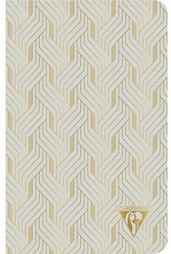Clairefontaine 193606C Notizbuch Neo Deco Frühlings Sommer Kollektion, mit Fadenbindung, 11 x 17cm, 48 Blatt, liniert, 90g, elfenbeinfarbiges Papier, 1 Stück, Perlgrau