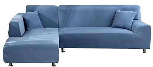 jianyana Sofa Überwürfe Elastische Sofabezüge L Form Stretch Sofabezug Couchbezug L Form 3 Sitzer 2ST + 2 Pcs Kissenbezüge