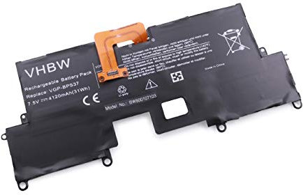 vhbw Akku kompatibel mit Sony Vaio SVP1321BPXB, SVP1321BPXR, SVP1321C5E, SVP1321C5ER Notebook (4120mAh, 7,5V, Li-Polymer)