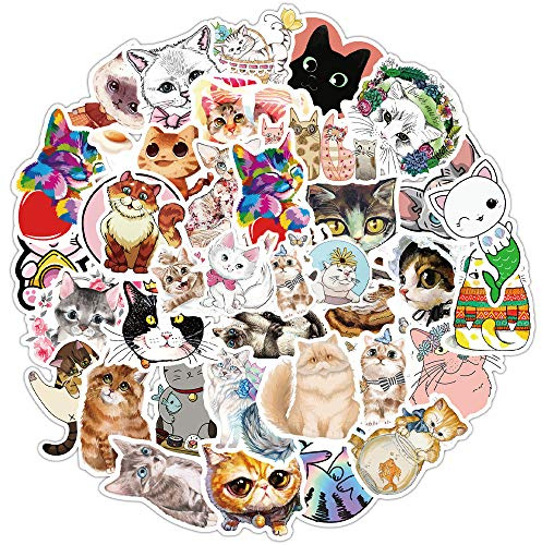 SJUNJIE 80 Pcs Cute Cat Sticker Pack Cartoon Animal Graffiti Stickers Kawaii for Notebook Journal Album Calendars Water Bottles Laptop Skateboard Scrapbooking Card Making | TZ2080 Cat Stickers for DIY Decoration Scrapbooking Diary Photo Album Hand Account Calendar Notebook