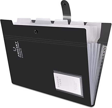 Expanding File Folder, HAISSKY File Organiser A4 Letter Paper Pockets Accordion Document Bag Organizer Wallets Files Folders with Buckle Closure for School Office, 6 Pockets