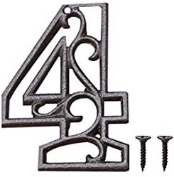 Zayookey Metal Numbers Numeri Civici in Ferro Colato Neri Numero Porta Esterno Numero di Indirizzo Rustico Vintage per Porte, Pareti, Indirizzi di Casa (Numero 4)