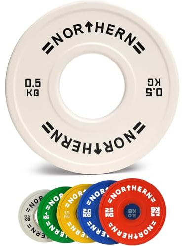NORTHERN Olympic Rubberised Fractional Weight Change Plates, Micro Increment Weight Plate Discs for Cross Fitness, Deadlifts & Strength Training, 0.25kg, 0.5kg, 1kg, 1.5kg, 2kg, 2.5kg Pair