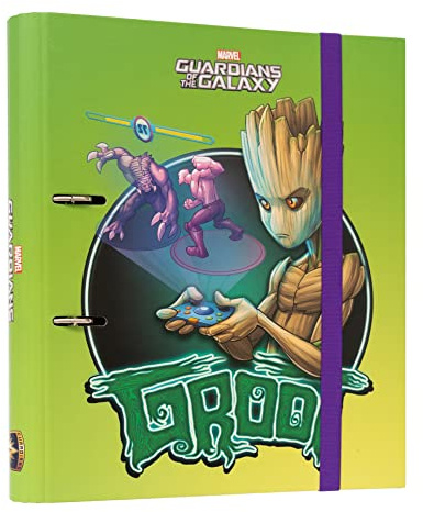 Carpeta 2 anillas troquelada premium Marvel Groot - Archivador A4 - Carpeta anillas tapa dura/Carpeta 2 anillas Groot - Carpeta anillas A4 - Vuelta al cole material escolar