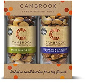 Cambrook - 2 Jar Gift Set, includes Hickory Smoke Seasoned Almonds & Cashews, 180g and Baked Truffle Nuts, 175g