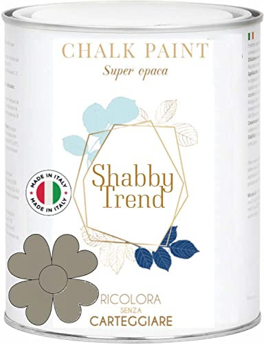 GENERICO SHABBY TREND® CHALK PAINT Pittura Shabby Chic Vintage Mobili Pareti Extra Opaca 120 VARIANTI (2500ml, GRIGIO TORTORA)
