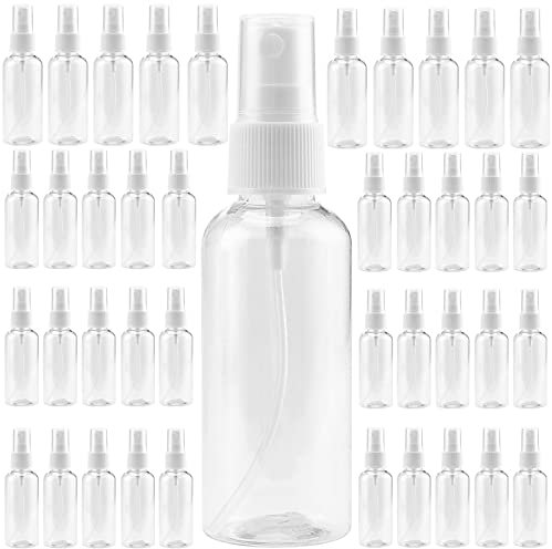 PINGEUI 40 Pack 100ml Clear Spray Bottles, Fine Mist Plastic Spray Bottle with Cap, Empty Mini Refillable Spray Bottle Containers for Travel, Toner, Essential, Water