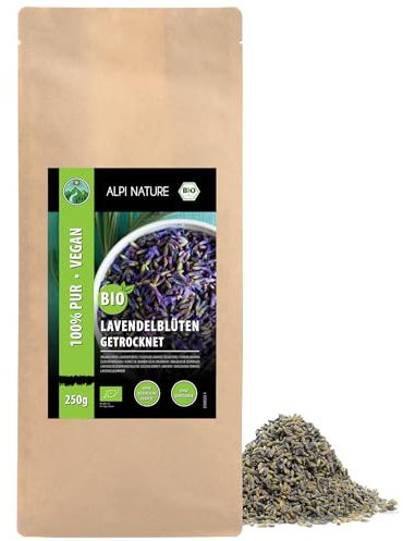 Alpi Nature Organic Dried Lavender 250g 8.8 oz, Whole Dried Lavender Flowers, Loose Tea