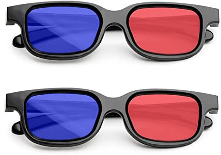 MingZhuInC Lunettes 3D, 2 Pièces Lunettes 3d Pour TV, Lunettes Stereoscopiques pour 3D Game, Movie, TV, Théâtre (Bleus, Rouges)