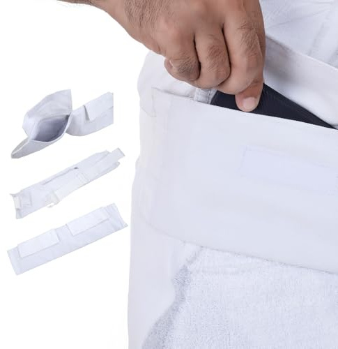 Sweet Needle Ceinture d'Ihram pour Hajj et Omra pour Homme, Blanche - Taille Ajustable avec Poches Avant et Compartiments zippés sécurisés pour Documents, téléphones et Passeport
