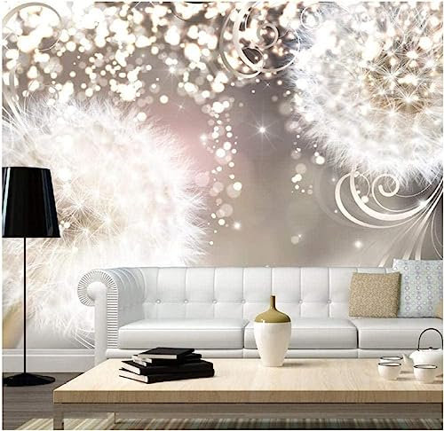 Papel Pintado Pared 3D Papel Tapiz Diente De León Blanco Fotomurales 3D Tv Fondo Pared Moderno Dormitorio Murales