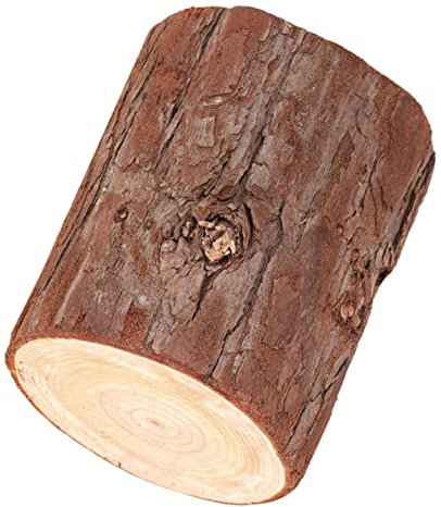 minkissy Rustic Wood Pile Ornaments Vintage Candle Holder Outdoor Tree Stump Decorative