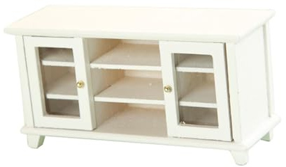 MagiDeal Puppenhaus-Zubehör im Maßstab 1:12, Puppenhaus-Holzmöbel, handgefertigtes Geschenk, Miniatur-TV-Schrank für Mikro-Landschaftsdekoration, Weiß