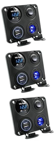 Mikikit 3 Stücke 4 1 Dual USB Buchse Auto Ladegerät Power Outlet 4 Funktion Panel 2 1 Eine Voltmeter 12-24v Fit Für Rv LKW