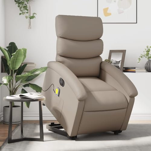 Homgoday Massagesessel mit Aufstehhilfe Elektrisch Fernsehsessel Relaxsessel mit Liegefunktion, Aufstehsessel Seniorensessel Ruhesessel TV Sessel für Wohnzimmer Cappuccino Kunstleder