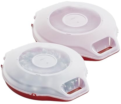 Kreher XL Weihnachtskranzbox Kranzbox Girlandenbox in Rot mit Transparenten Deckel. Ideal für Kränze mit bis zu einem Durchmesser von 55 cm! (2)
