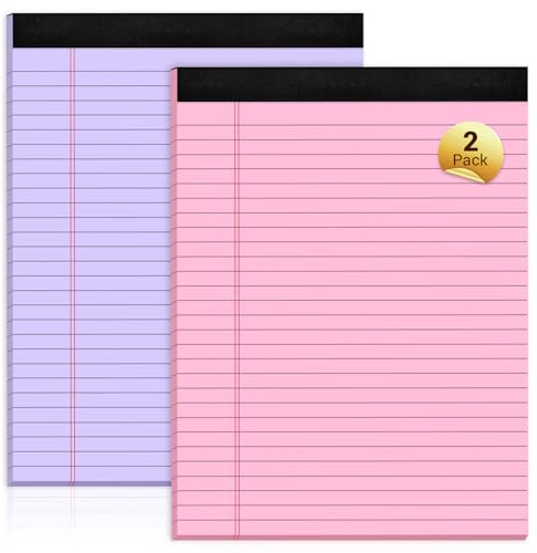 Roneky Juridiska dynor 8,5 x 11 färgade anteckningsblock, 2-pack högskolestyrda anteckningsblock för hemmakontor skolmaterial
