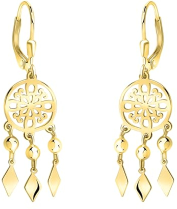 SOFIA MILANI - Damen Ohrringe 925 Silber - vergoldet/golden - Ornamenten Traumfänger Ohrhänger - E2649