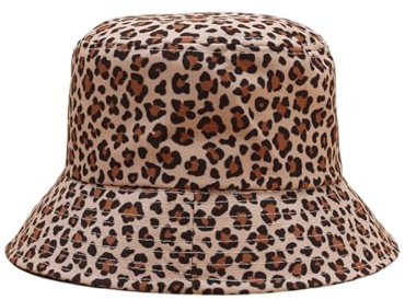 KGDUYC 1 Wendbarer Fischerhut mit Leopardenmuster, Sonnenhut, Beckenhut, Männer und Frauen Urlaub Wandern, Camping