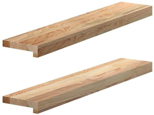 vidaXL Appuis de fenêtre 2 pcs Bois de chêne Massif Non traité, Rebord de fenêtre, Appui de fenêtre en chêne, Appui de fenêtre en Bois
