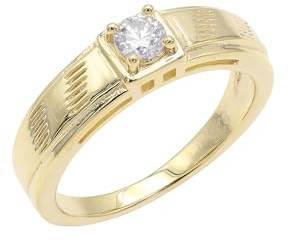 Jay Jools Anillo solitario de diamante de moissanita, plata de ley 925 con chapado en oro de 18 quilates, anillo de compromiso para hombre US 9.5, Plata de ley, Moissanita