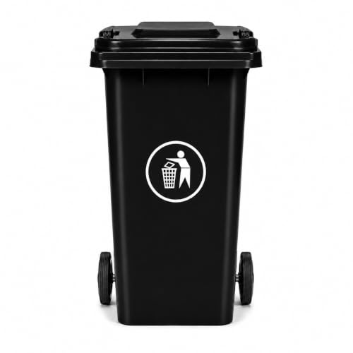 BURAKH Recycling Wheelie Bin Dustbin Rubbish Waste Trash Kitchen Home Office 100L 120L EN840 | Outdoor Rubbish Waste with Wheels | Recycling Food Dustbin (Black, 100L)