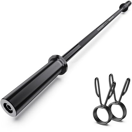 Olympische Langhantelstange, 144,8 cm, Standard-Hantelstange für Gewichtheben, Hantelstange für Bankdrücken, Kniebeugen, Hüftstöße, Ausfallschritte, Bizeps, Heim-Fitnessstudio, 2 Federverschlüsse, 227