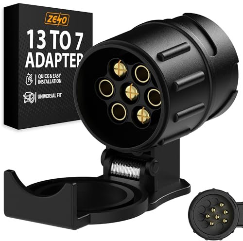 ZENO 13 Pin To 7 Pin Towing Adaptor | Trailer Plug | 13 Pin Trailer Plug | 13 To 7 Pin Towing Adapter for Caravans & Trailers | Electric Adapter 13 Pin to 7 Pin Trailer Adapter | Gold Plated Pins