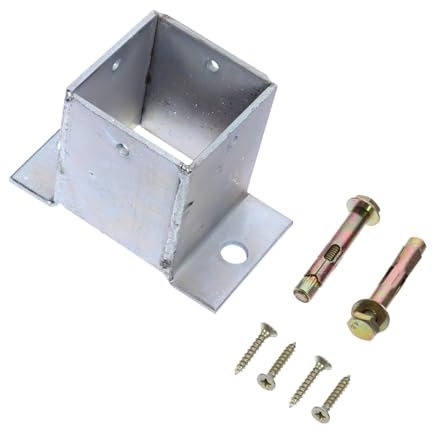 Gadpiparty Galvanized Fence Post Base Brackets Heavy Duty Wood Post Anchor Base Screws for 60x60mm Anti-Corrosion Suitable for Garden Trellis and Fence Installation