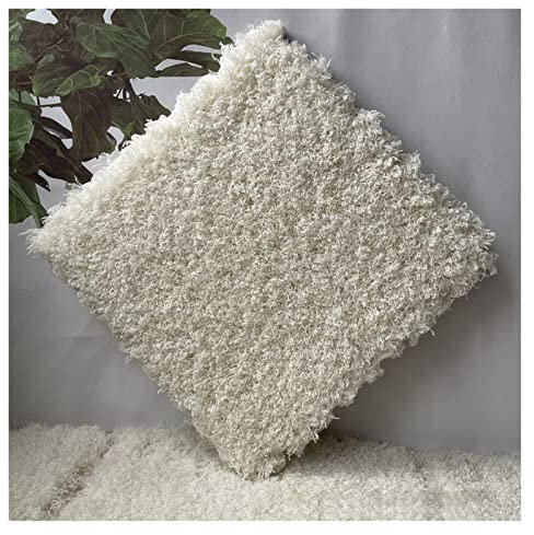 Weiche, zottelige Plüsch-Schaumstoffmatten, ineinandergreifende Teppichfliesen für Zuhause, Wohnzimmer, Schlafzimmer, flauschige Teppiche mit rutschfester Unterseite, Beige, 10 Stück