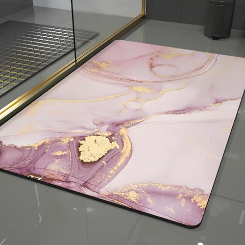 Pinkrin Badematte rutschfest - Saugfähige und Schnelltrocknende, weicher und bequemer Duschvorleger, Moderne Badezimmer Matte pflegeleicher Badezimmerteppich für Dusche, Badewannen, Toilette​