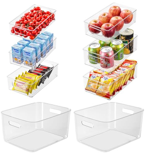 WHOISMIP 8-pack kylskåp organisatör förvaringslåda set, kylskåp organiserare låda organisationssystem stapelbar, kylskåpsarrangör kylskåpslåda, kök, pantry snacks förvaringsbehållare (4 storlekar)