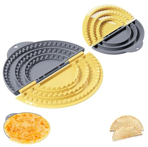 Wrap Maker Sealer, Golxmse, Totilla Wraps Maker, Adjustable 4in-6in-8in, Create Burritos, Tortilla, Dumplings, Calzones, Enchiladas, Kebabs, Pasties (Grey Yellow, 4-6-8)