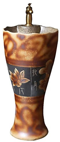 Lavabos de pedestal para baño Lavabo de pedestal Lavabo de columna de cerámica retro Lavabo de piso antiguo para villa al aire libre Lavabo de columna Lavabo integrado Lavabo de baño con base de cerá