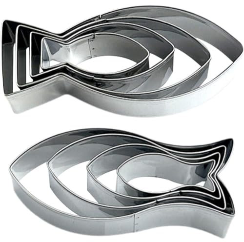 8 Pcs Fish Shaped Cookie Cutter, Fish Cookie Cutters Stainless Steel Fondant Molds Cake Pastry Fondant Cutters Biscuit Molds Decorating Tools