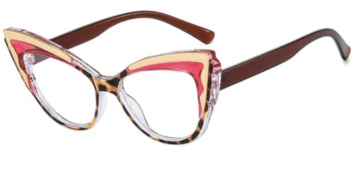 Retro glasögonbågar Dam Cat eye Herr Trendiga Moderiktiga Klassiska Glasögon (Röd Leopard)