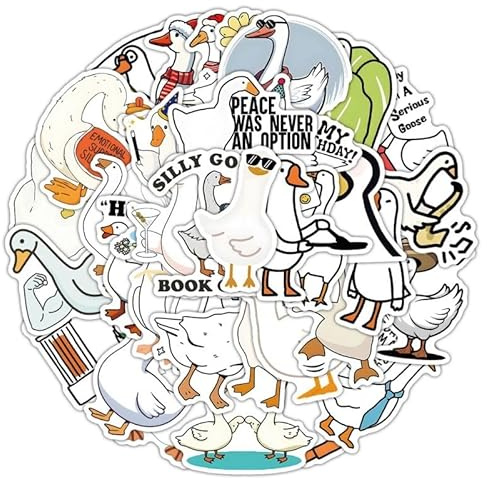 Bric Dodo 50 Stück Gans Aufkleber Auto Laptop Telefon Gitarre Skateboard Motorrad Fahrrad Goose Stickers Set Vinyl Wasserdicht Aesthetic Aufkleber für Jugendliche Kinder Erwachsene