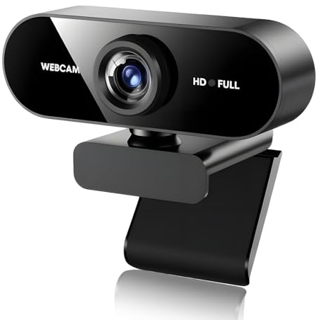 Inajoke Webcam for PC with Microphone Full HD 1080P Webcam Clear USB Streaming Web Camera 125° View for Laptop Desktop PC Online Classes Conference Video Calls Plug and Play