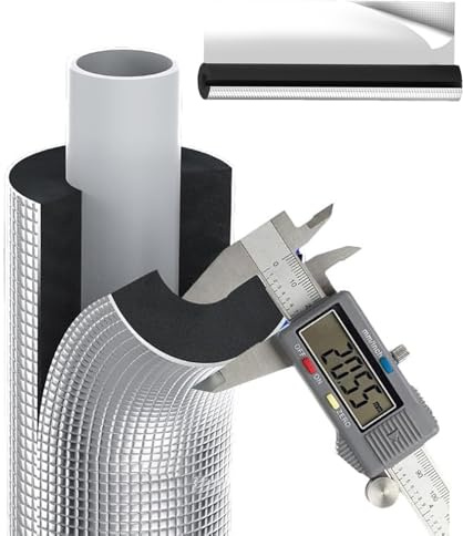 Selbstklebende Rohrisolierung Schaumstoff Rohr Aluminiumfolie ID 16mm-108mm Außenrohrisolierung Heizungsrohrisolierung, Frostsichere Isolierrohre Klimaanlagen-Rohr Isolierung(34mmx30mmx95cm)