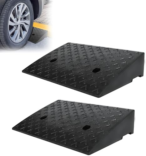 YZNAHRE Bordsteinrampe Gummi 10 cm, 2er-Set Dämpfungsrampen für Auto, Motorrad, Rollstuhl & Rollator, Schwarz