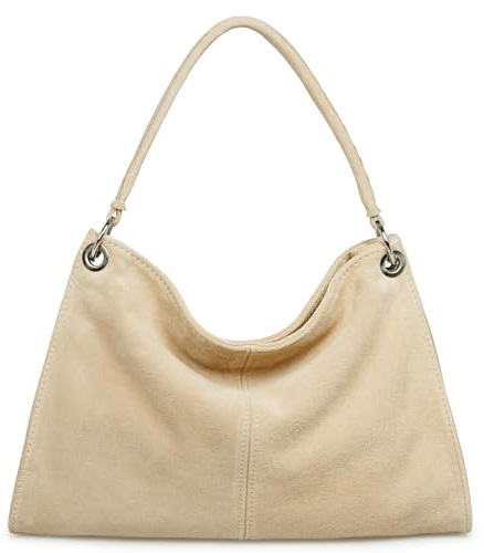 Caspar Elegante Wildleder Handtasche Damen Leder Schultertasche Crossbody Bag Umhängetasche aus hochwertigem Veloursleder - PREMIUM LINE - Modell No.838 - Made in Italy