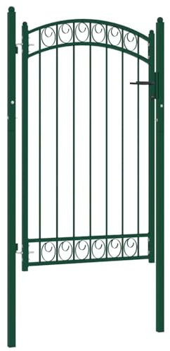 Ziaphsol 106 cm Torflügel Zauntor Emmen mit Bogenabschluss aus pulverbeschichtetem Stahl 100 x 170 cm für Garten Hof Einfahrt mit Schließsystem und Pfosten