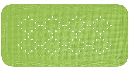 Spirella - Alaska PVC-Schaumstoff-Badematte - rutschfeste Badematte mit Saugnäpfen und Abflusslöchern, schimmelresistent - Kiwi - 91 x 36 cm