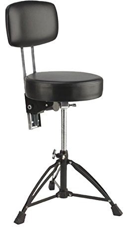 Stagg DT-280R BK Professioneller verstellbarer Trommelhocker mit Rückenlehne, Schwarz
