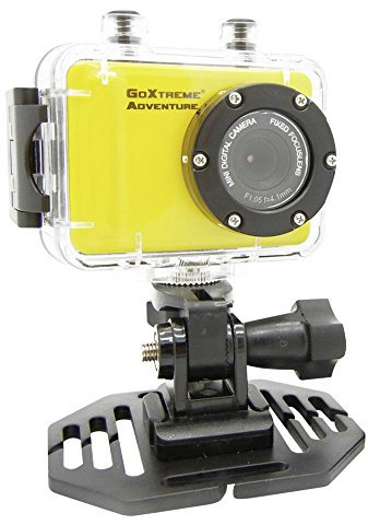 GoXtreme 20116 Adventure HD Action-Kamera mit Wasserdichtem (5 cm (2 Zoll) Display, 720p, 1,3 Megapixel, CMOS-Sensor, microSD Kartenslot, USB, Li-Ion Akku) gelb